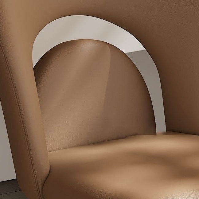 Modern Loop-Back Leather Steel Dining Chair