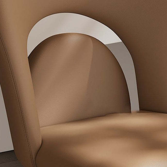 Modern Loop-Back Leather Steel Dining Chair