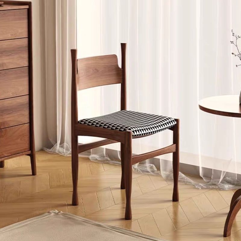 Mid-Century Velvet Wood Dining Chair