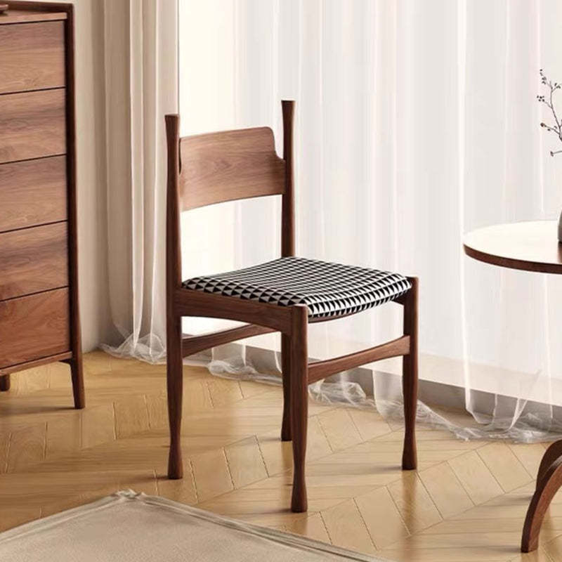 Mid-Century Velvet Wood Dining Chair