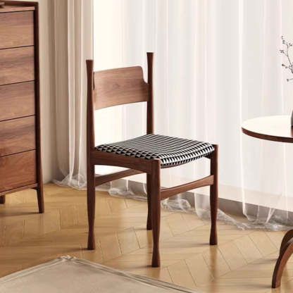 Mid-Century Velvet Wood Dining Chair