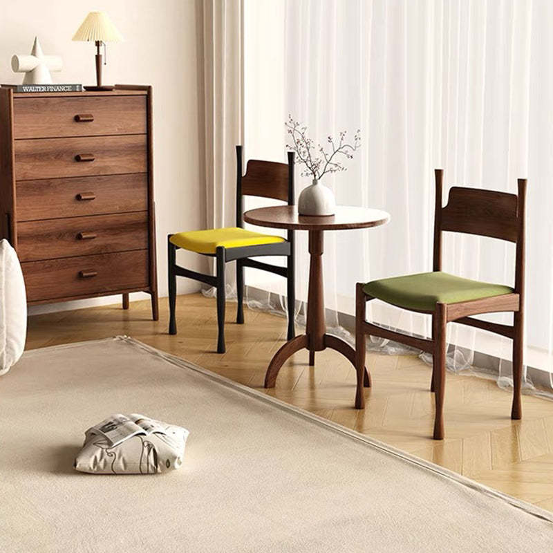 Mid-Century Velvet Wood Dining Chair