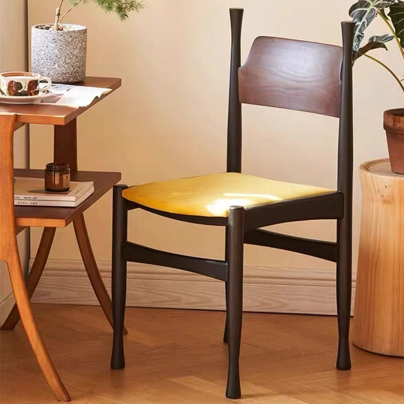 Mid-Century Velvet Wood Dining Chair