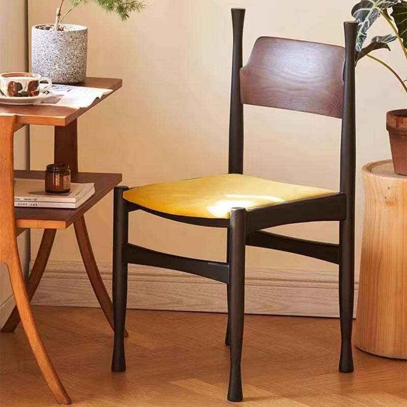 Mid-Century Velvet Wood Dining Chair