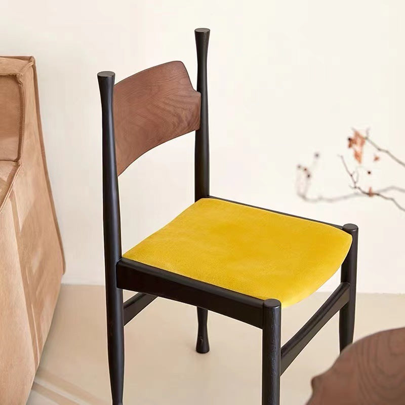 Mid-Century Velvet Wood Dining Chair