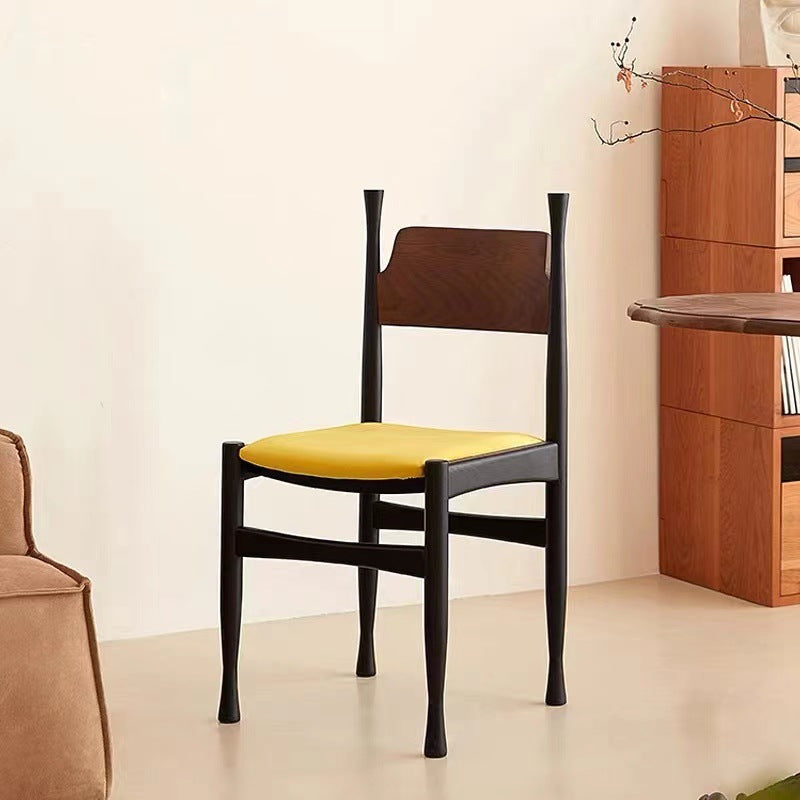 Mid-Century Velvet Wood Dining Chair