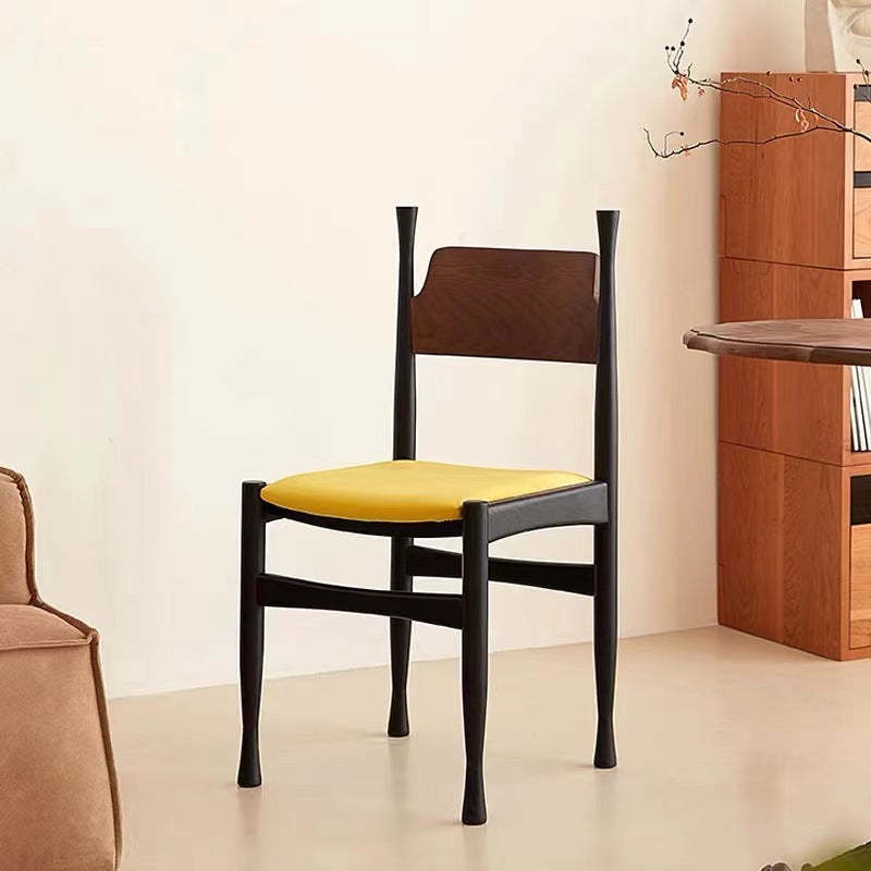 Mid-Century Velvet Wood Dining Chair