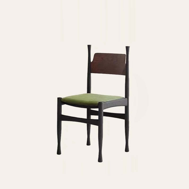 Wood dining chairs & benches for dining room, Lighom — Dark Green Cushion / Black