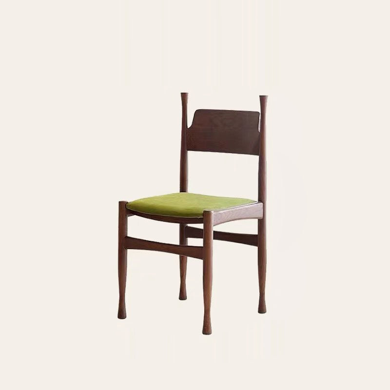 Mid-Century Velvet Wood Dining Chair