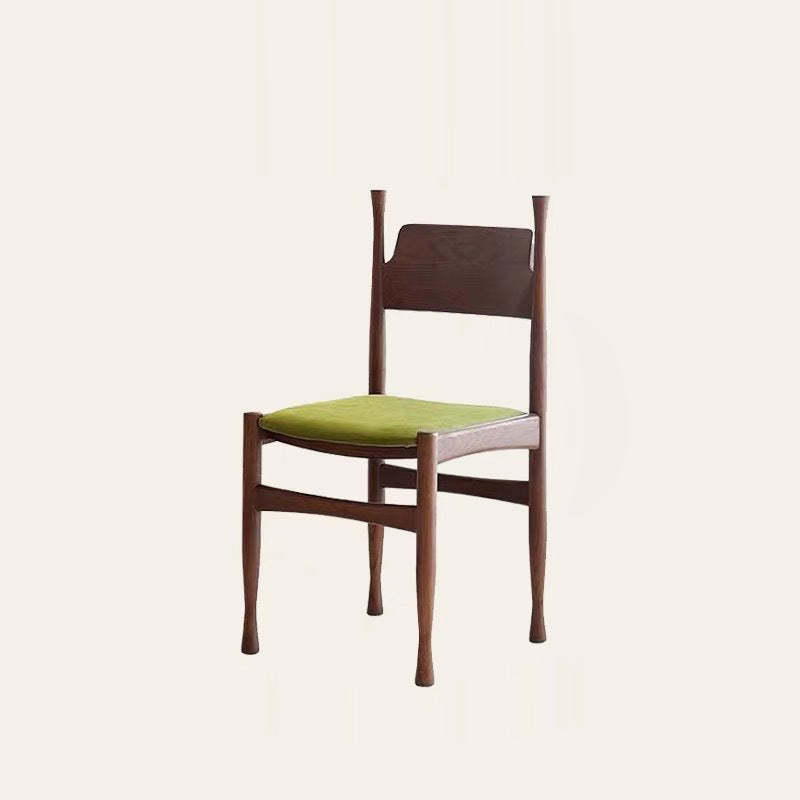 Mid-Century Velvet Wood Dining Chair