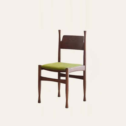 Mid-Century Velvet Wood Dining Chair