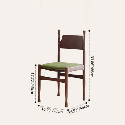 Mid-Century Velvet Wood Dining Chair — Black + Dark Green Cushion