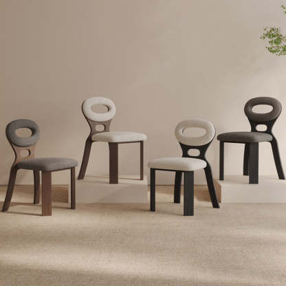 French Hollowed-Back Wood Vanity Stool