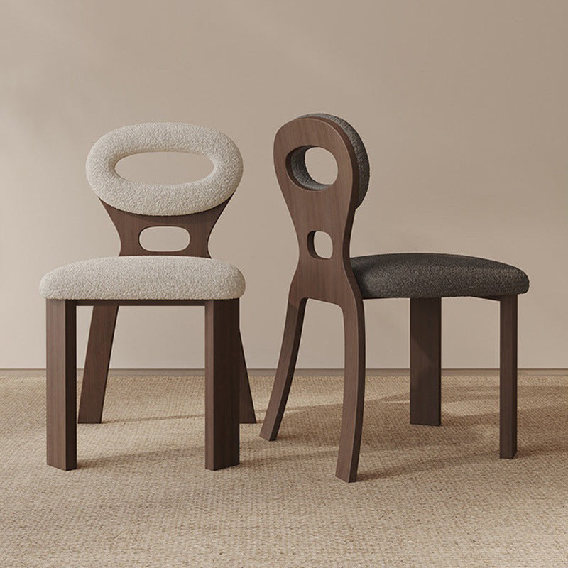 French Hollowed-Back Wood Vanity Stool — Black