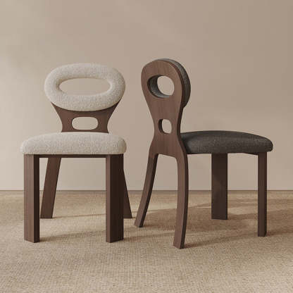 French Hollowed-Back Wood Vanity Stool — Black