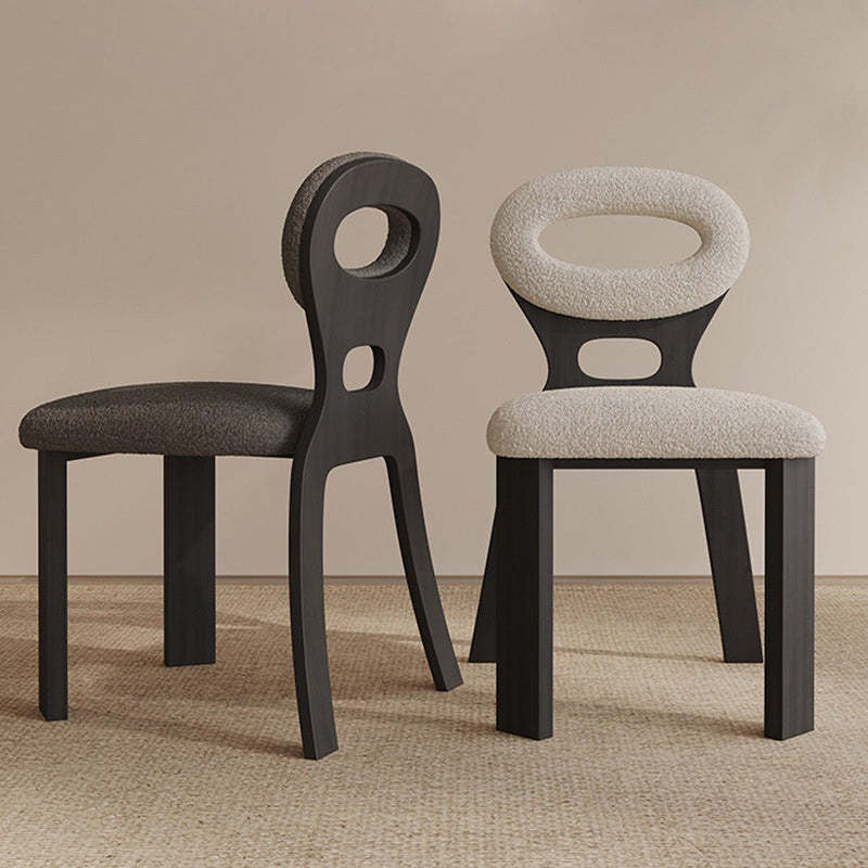 Traditional hollowed-back vanity stools in wood — Black