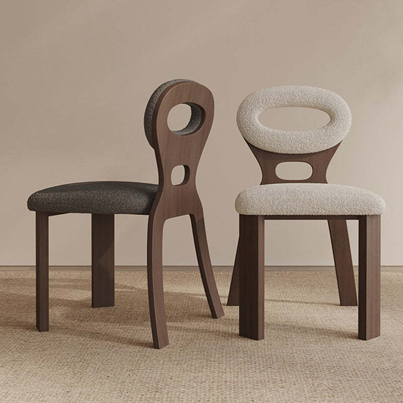 French Hollowed-Back Wood Vanity Stool