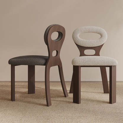 French Hollowed-Back Wood Vanity Stool