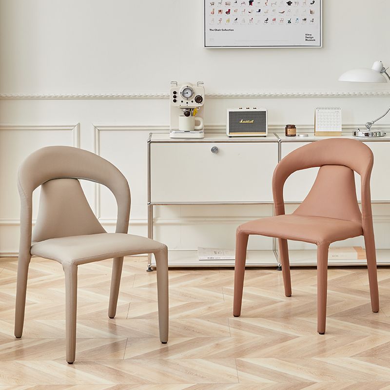 Minimalist Curved Leather Steel Dining Chair