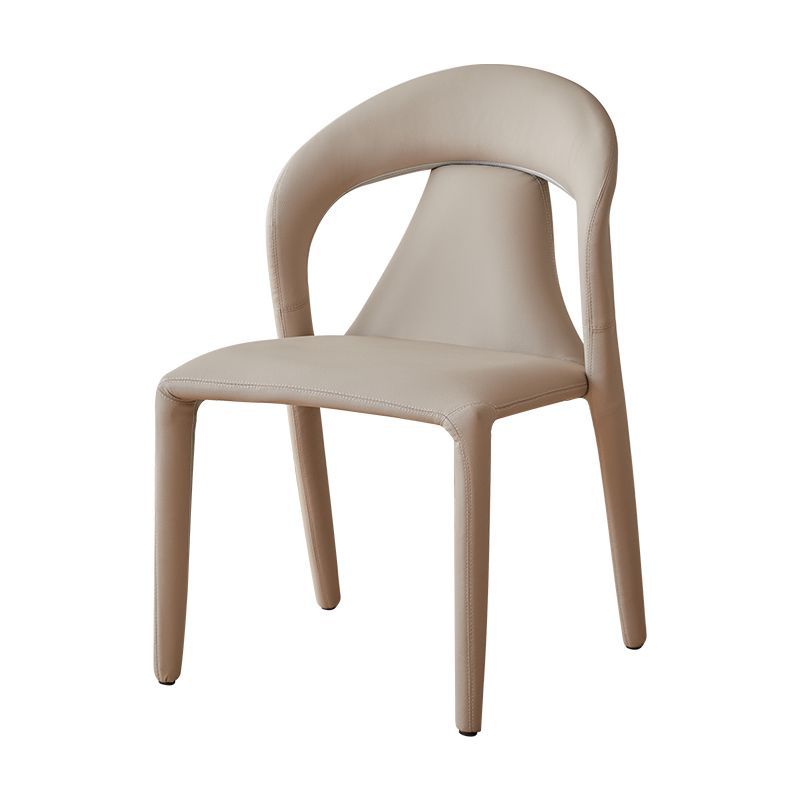 Minimalist Curved Leather Steel Dining Chair