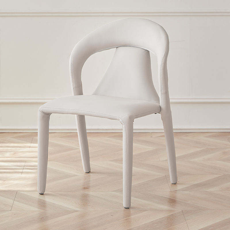 Minimalist Curved Leather Steel Dining Chair