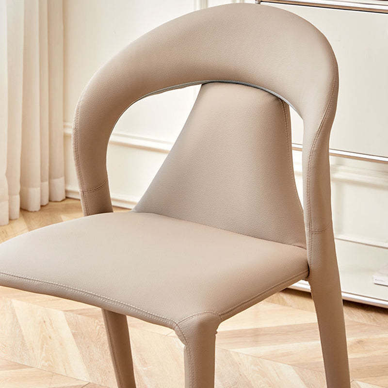 Minimalist Curved Leather Steel Dining Chair