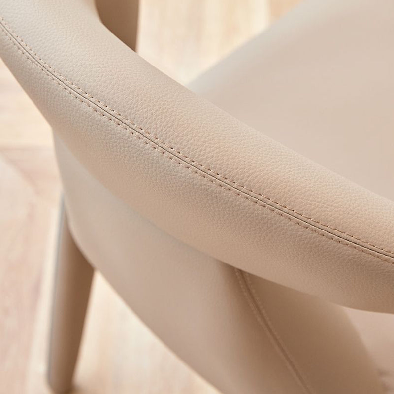Minimalist Curved Leather Steel Dining Chair