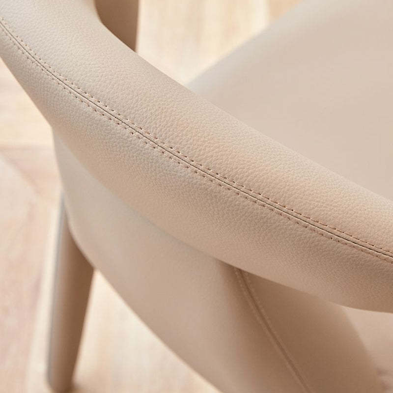 Minimalist Curved Leather Steel Dining Chair