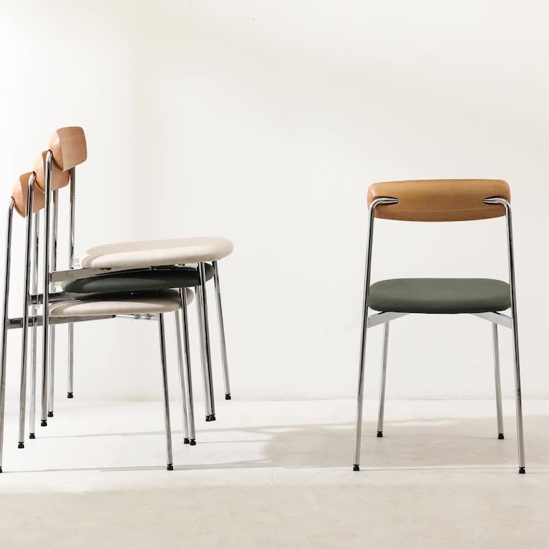 Scandinavian Wood Steel Dining Chair