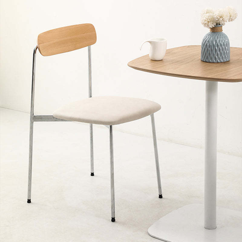 Scandinavian Wood Steel Dining Chair — B - White Cushion