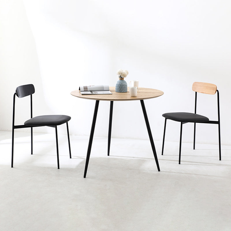 Scandinavian Wood Steel Dining Chair — A - Dark Green Cushion