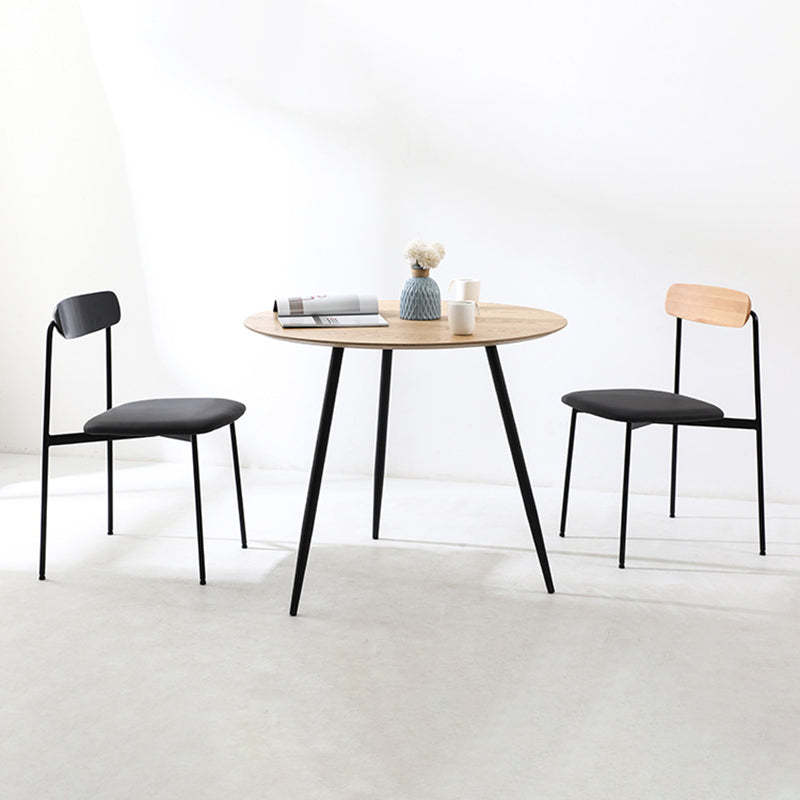 Scandinavian Wood Steel Dining Chair — A - Dark Green Cushion
