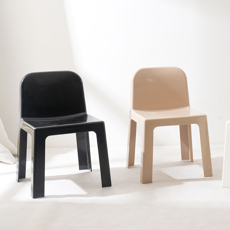 Minimalist Plastic Dining Chair — Camel Color