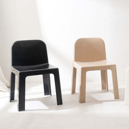 Minimalist Plastic Dining Chair — Camel Color