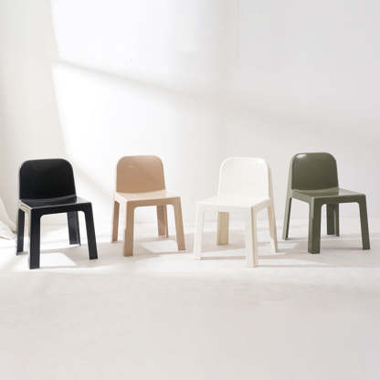 Minimalist Plastic Dining Chair — Cream White