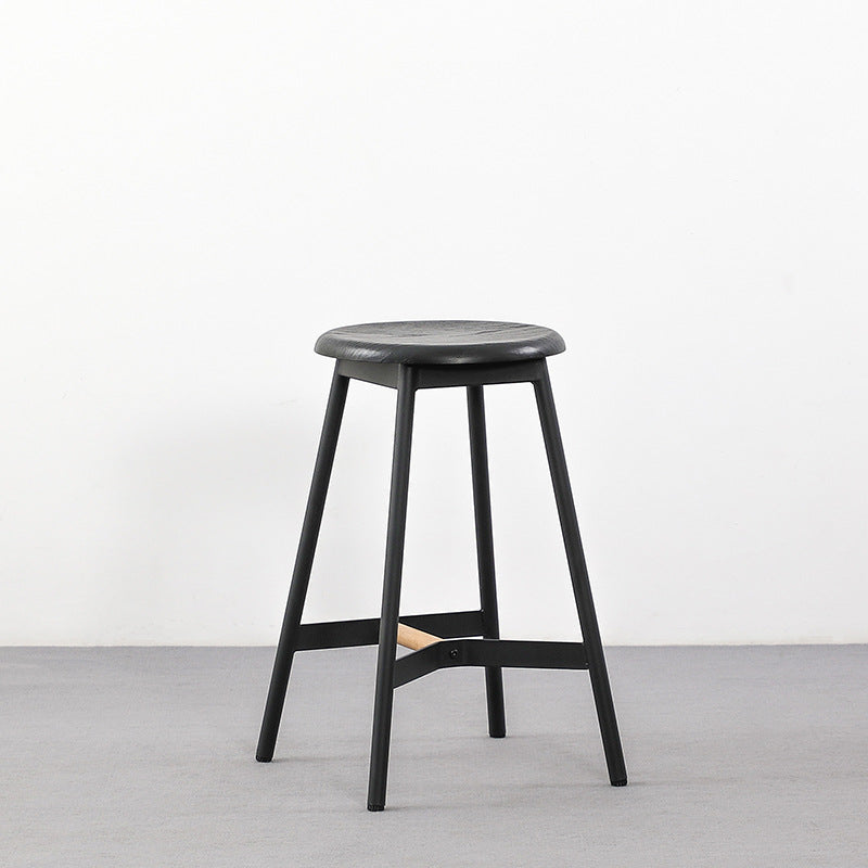Minimalist Round Solid Wood Bar Stool
