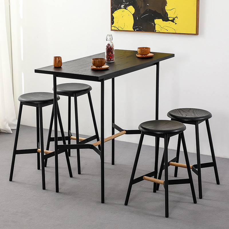 Minimalist Round Solid Wood Bar Stool