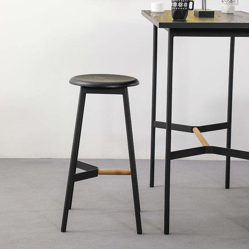 Minimalist Round Solid Wood Bar Stool