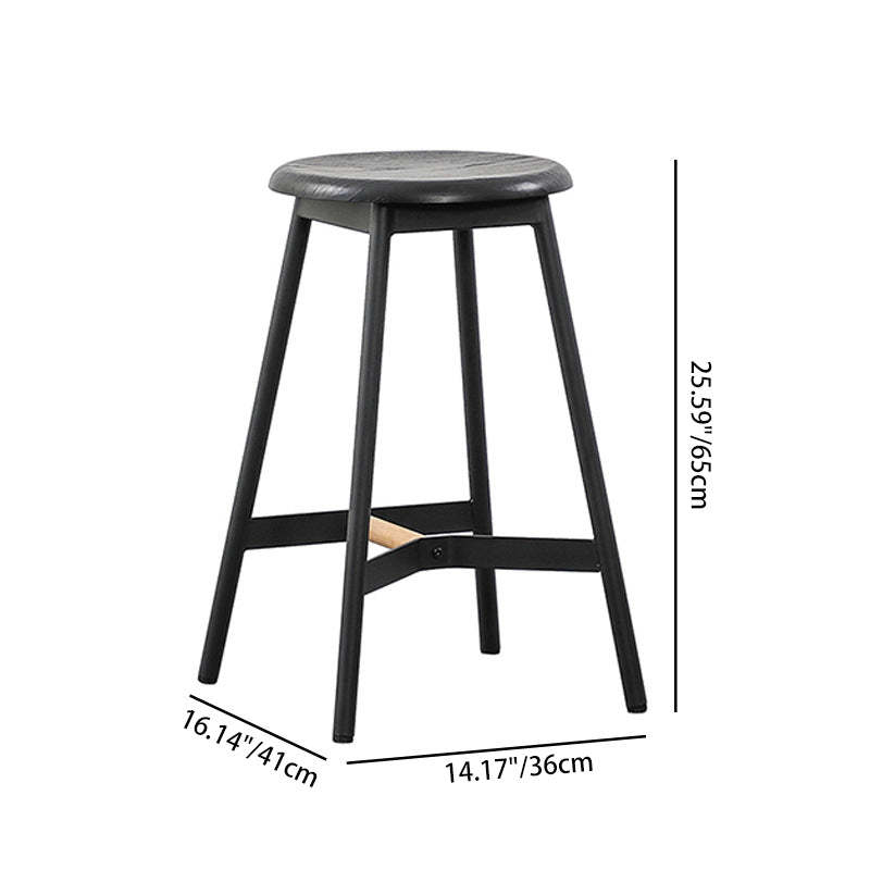 Minimalist Round Solid Wood Bar Stool