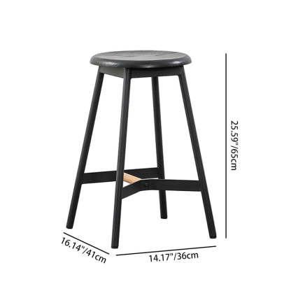 Minimalist Round Solid Wood Bar Stool