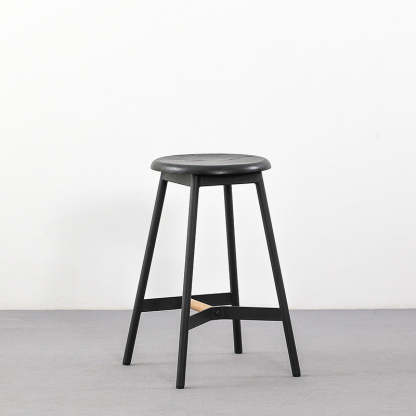 Minimalist Round Solid Wood Bar Stool