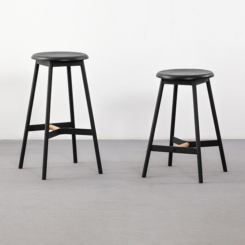 Minimalist Round Solid Wood Bar Stool