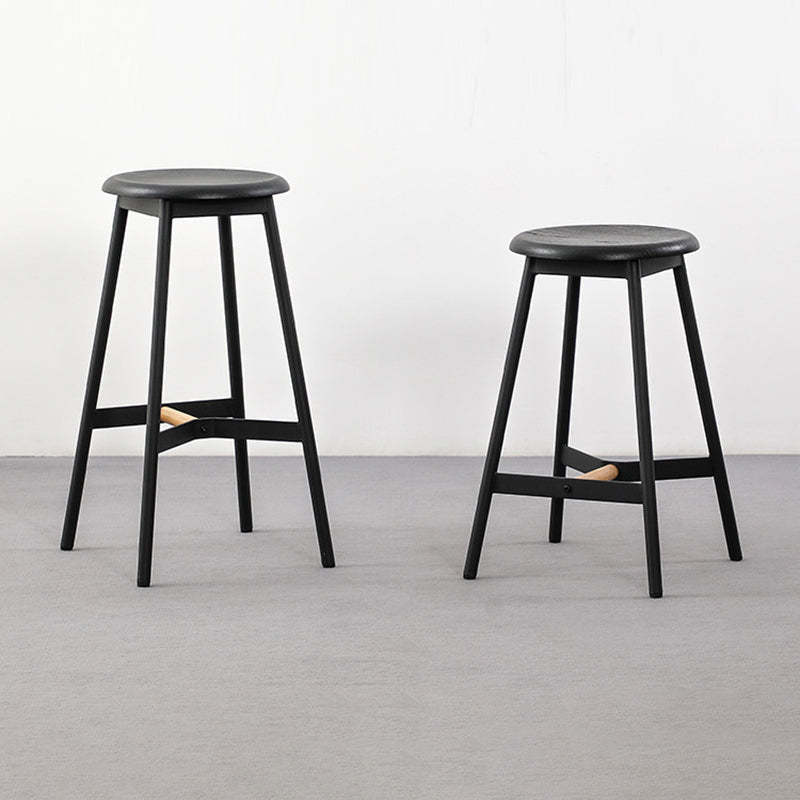 Minimalist Round Solid Wood Bar Stool