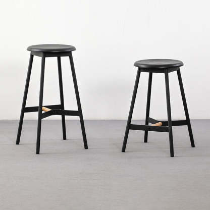 Minimalist Round Solid Wood Bar Stool