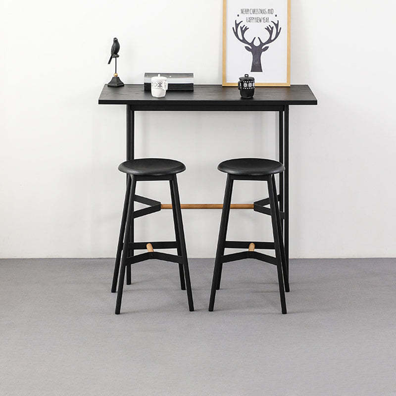Minimalist Round Solid Wood Bar Stool