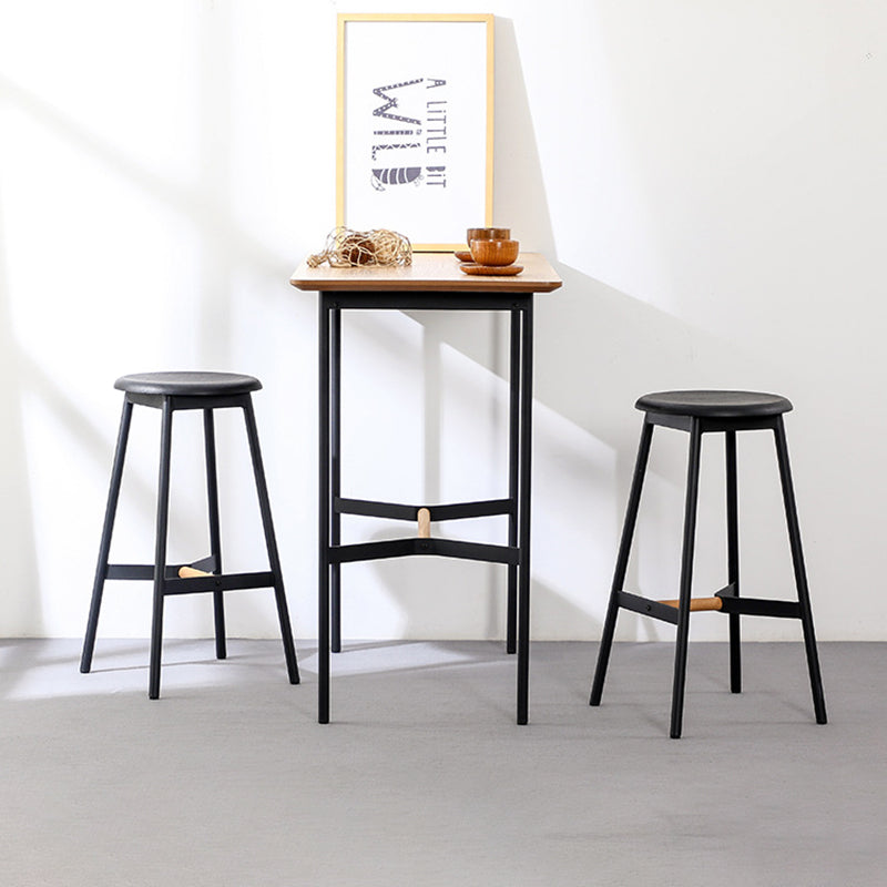 Minimalist Round Solid Wood Bar Stool