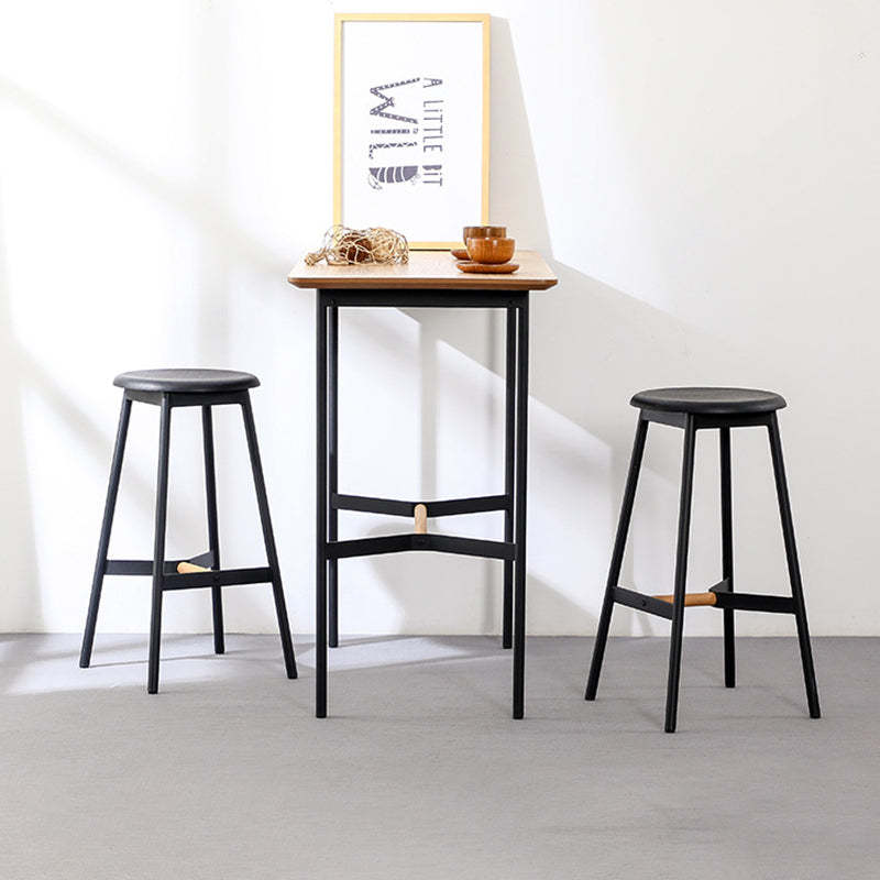 Minimalist Round Solid Wood Bar Stool