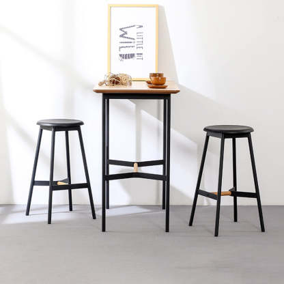 Minimalist Round Solid Wood Bar Stool
