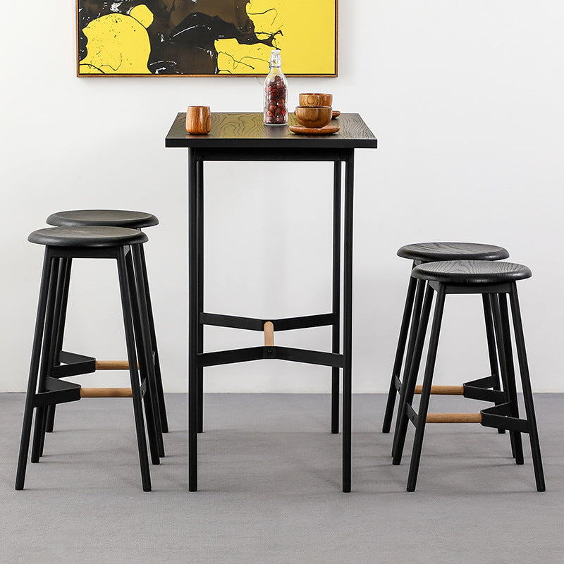 Minimalist Round Solid Wood Bar Stool