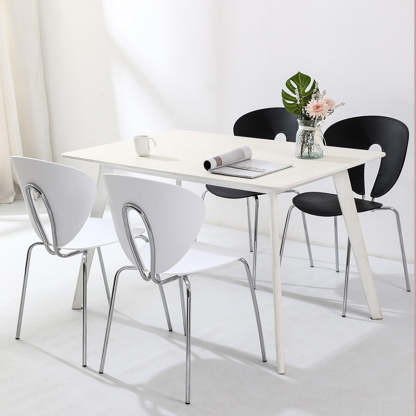 French Triangular Back Plastic Dining Chair — Black